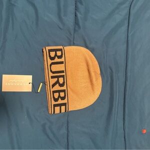Burberry Camel Knit Hat with Logo